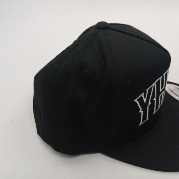 Solid Black Flatbill Mesh Snapback Yahweh Embroidered - Picture 3 of 4